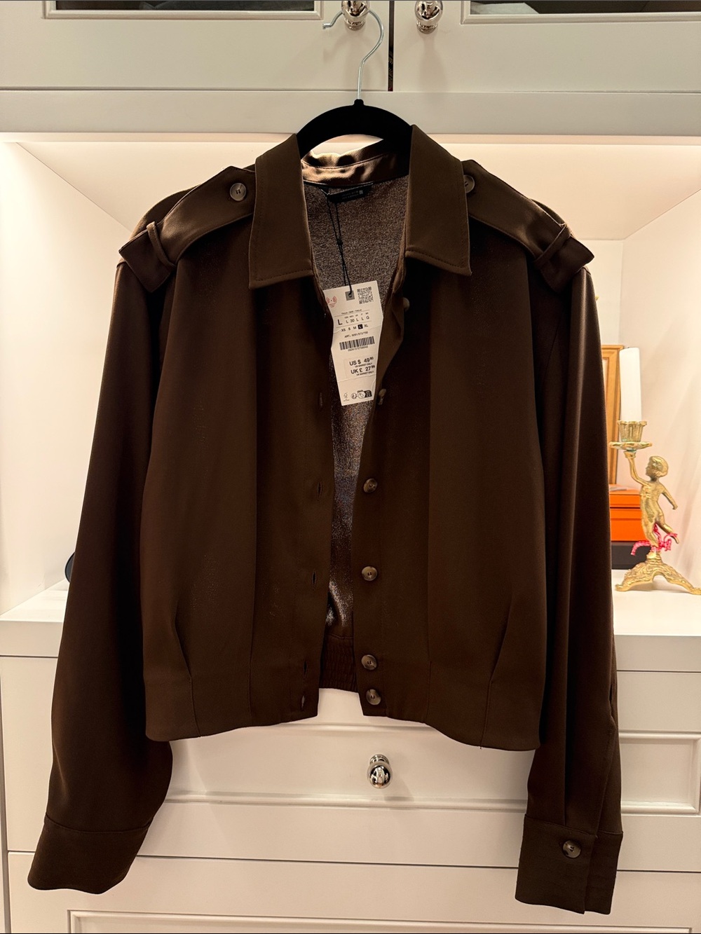 Zara Dark Brown Lightweight Shirt Jacket